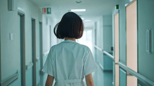 Medical staff walking in hospital corridor