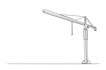 Construction crane in continuous one line drawing. Single line art illustration of crane for building construction. Editable vector.