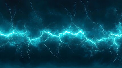 Fototapeta premium Dark sky, turquoise lightning, power scene.