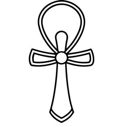 Minimal Ankh Symbol Line Art