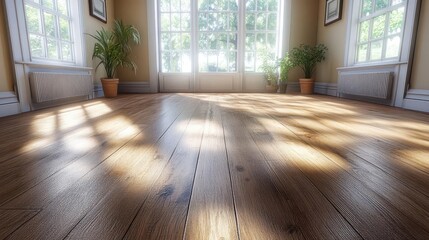 Sunlit Hardwood Floor in Room