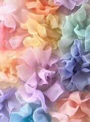 Obraz premium Colorful, layered fabric hair ties in pastel shades