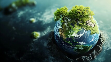 Earth planet illustration with lush vegetation