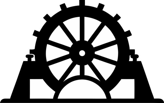 Water Wheel Silhouette Vector Illustration 