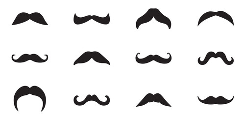 collection of mustaches. set of mustaches. Black moustache isolated on white background