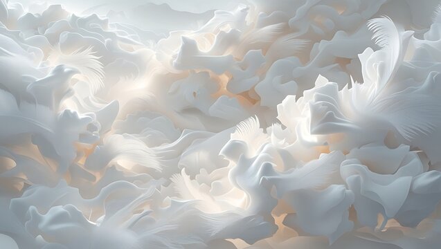 White background with white soft fethers