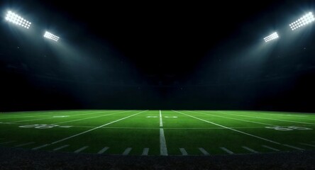 American Football Field Under Lights