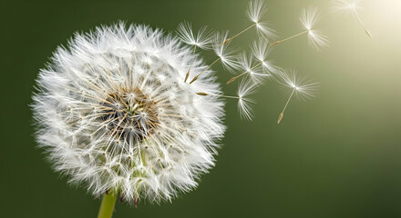 Fototapeta premium Dandelion Seeds Blowing in the Wind