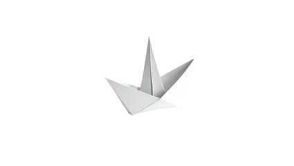 Simple white origami paper boat isolated on white background