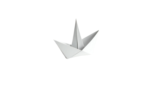 Simple white origami paper boat isolated on white background - Powered by Adobe