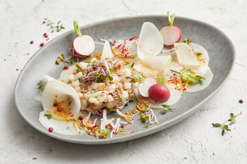 Pear walnut tartare with kohlrabi 