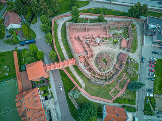 Castle Ruins in Toruń with a View of the Old Town on the Vistula River, Poland. © Senatorek