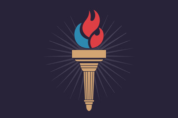 Red flame liberty torch on dark background representing dignity, power, and American freedom  