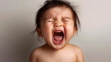 cry baby isolated white background , professional studio shot