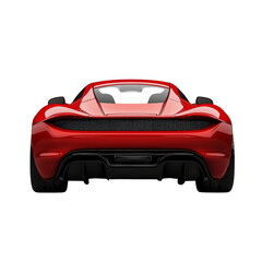 Sleek red sports car with modern design, showcasing its aerodynamic rear and distinctive features, exuding speed and luxury