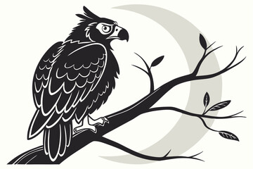 owl sitting vector silhouette black one
