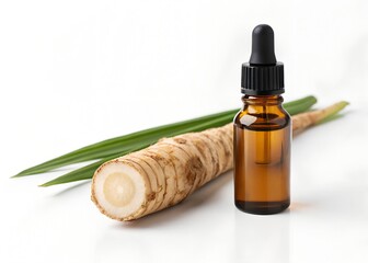 Calamus Root with Digestive Oil Bottle – Gut Soothing Theme. white background