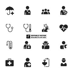 Medical and Healthcare Icon Set – Hospital, Treatment, Emergency, and Wellness Symbols