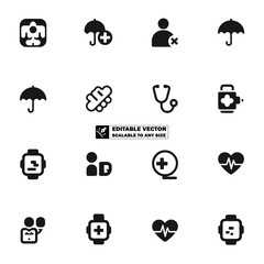 Medical and Healthcare Icon Set &ndash; Hospital, Treatment, Emergency, and Wellness Symbols