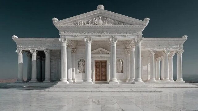 Architectural Visualization of a Detailed White Marble Pantheon-Style Building