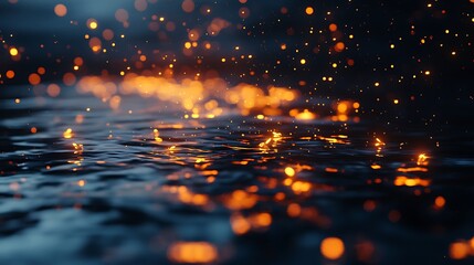 Fire sparks reflecting on water
