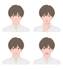 白シャツを着た男性のいろいろな表情のイラスト2