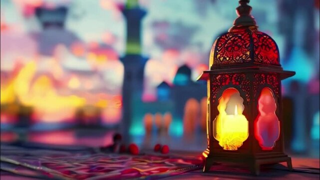 Beautiful greeting card with holiday composition for celebrate Ramadan