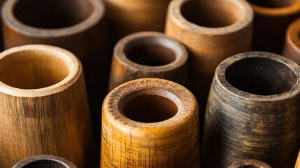 Close-up wooden cylinders
