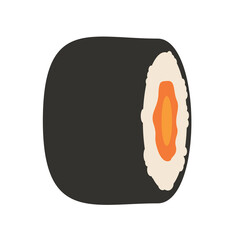 Sushi roll cartoon vector icon flat illustration, sushi clip art, clip art sushi, rolled sushi vector art