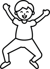 Kid playing jump line art icon.