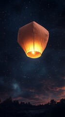Floating lantern at night