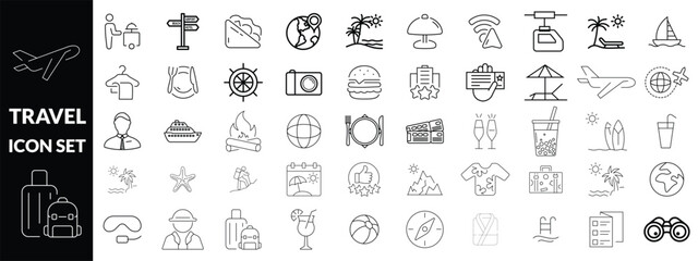 travel icon set design , teaval big outline icon set .