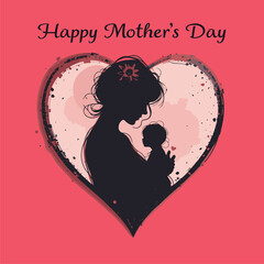 Mother's Day Silhouette: Loving Embrace Within a Heart