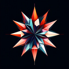 Shimmering star formed by bright dots on black high resolution picture