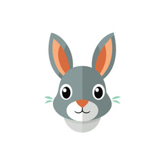 Obraz premium Flat and Minimal a large cute hare head vector illustration on white background
