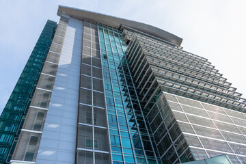 Stunning skyscraper glass design urban cityscape modern architecture aerial view unique perspective