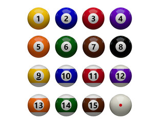 3d rendered pool ball set on alpha background