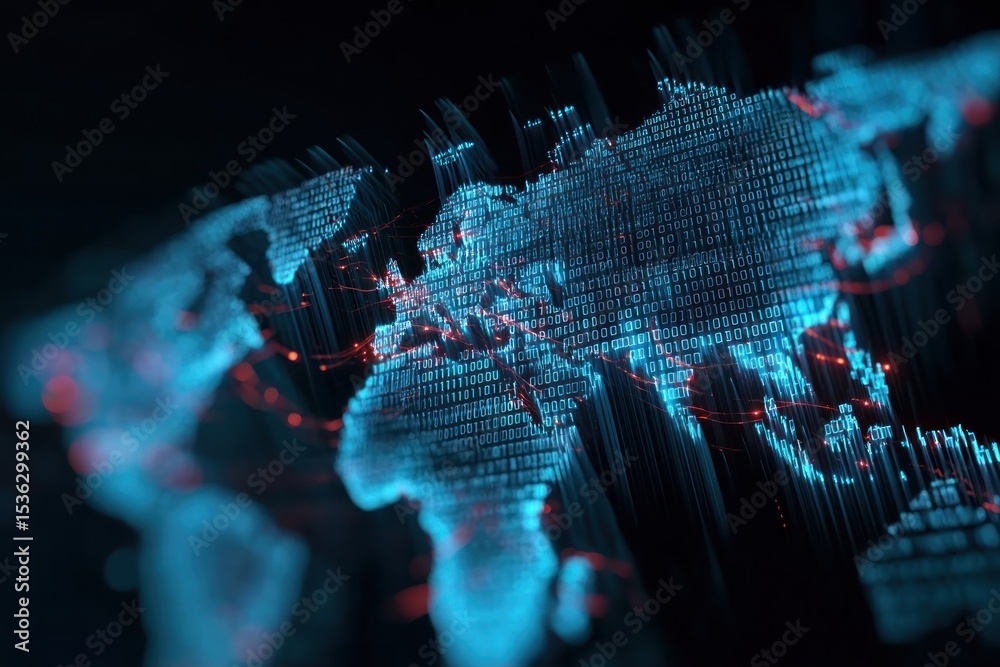 Poster global binary network on world map