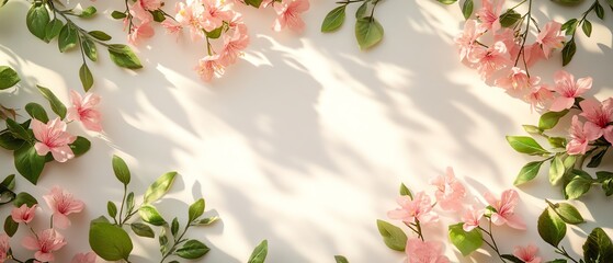Delicate pink flowers framing a soft backdrop.