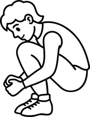 tying shoes outline icon design.