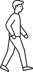 Walking Man Minimalist Line Icon.