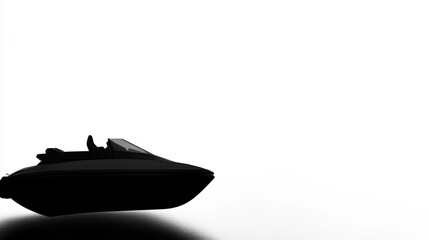 Naklejka premium Elegant silhouette of a modern sport boat on a minimalistic white background showcasing luxury and adventure