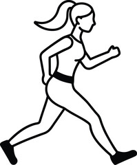 woman jogging fitness outline icon.