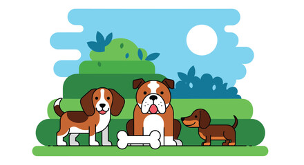 Joyful Dogs in a Sunny Field A Celebration of Canine Companionship and Nature