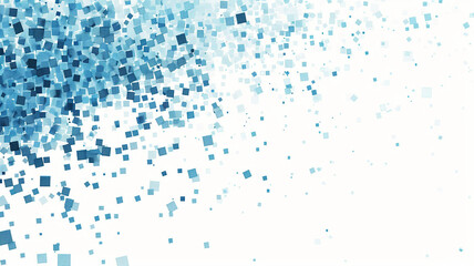 on a white background, crumbling light blue rectangles, abstract modern design background, movement and chaos