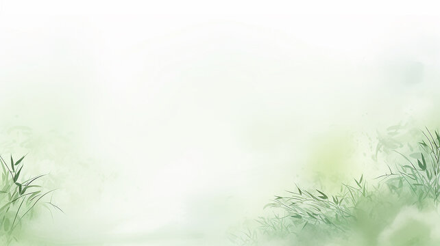 Light green background with leaves in watercolor style