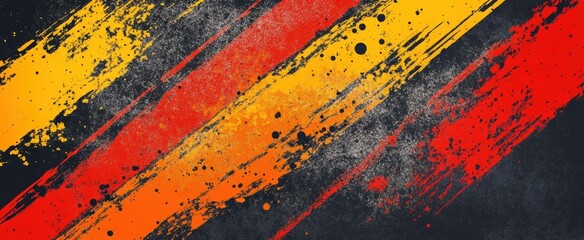 Abstract Colorful Background with Brush Strokes of Yellow, Red, and Orange on Dark Texture Surface