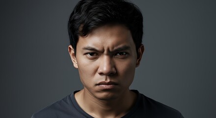 Fototapeta premium Portrait of an Angry Asian Man