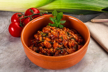 Chili con carne with beef and beans