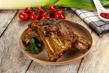 Tasty roasted pork ribs with spices
